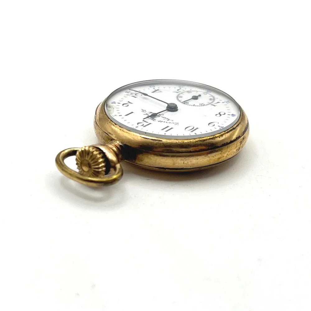 Rare Antique Everett Watch Co Gold Filled Pocket Watch FOR PARTS OR REPAIR